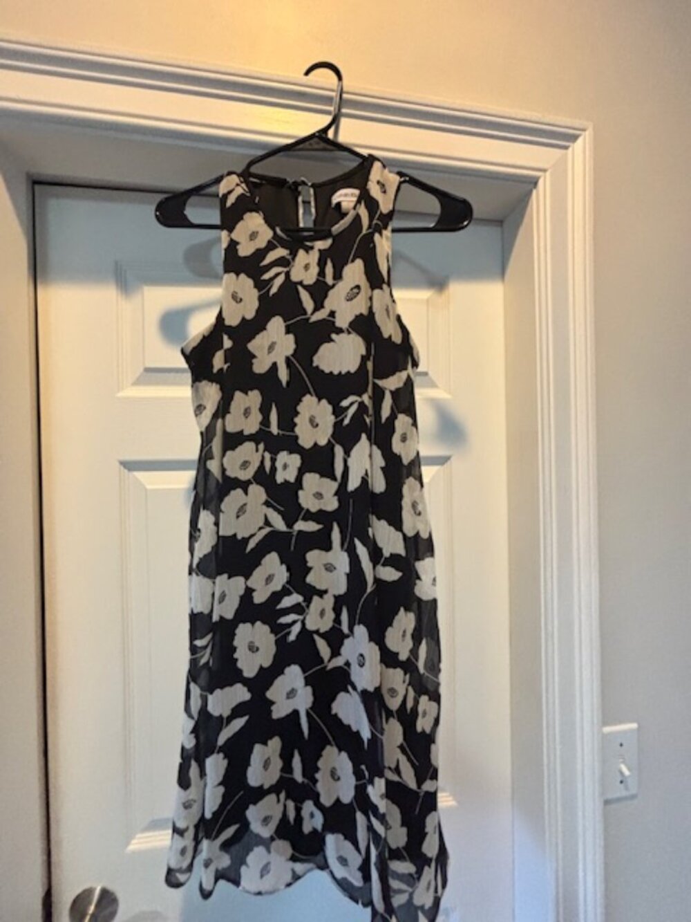 Calvin Klein Lined Black and White Lined Dress